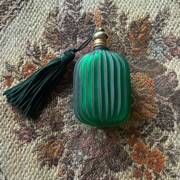 Green Glass Perfume Bottle with Tassel